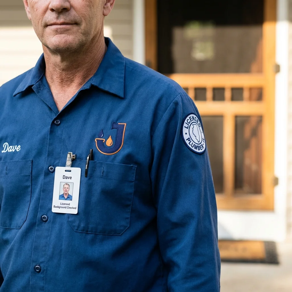 Licensed plumber showing ID badge in Red Bank, NJ