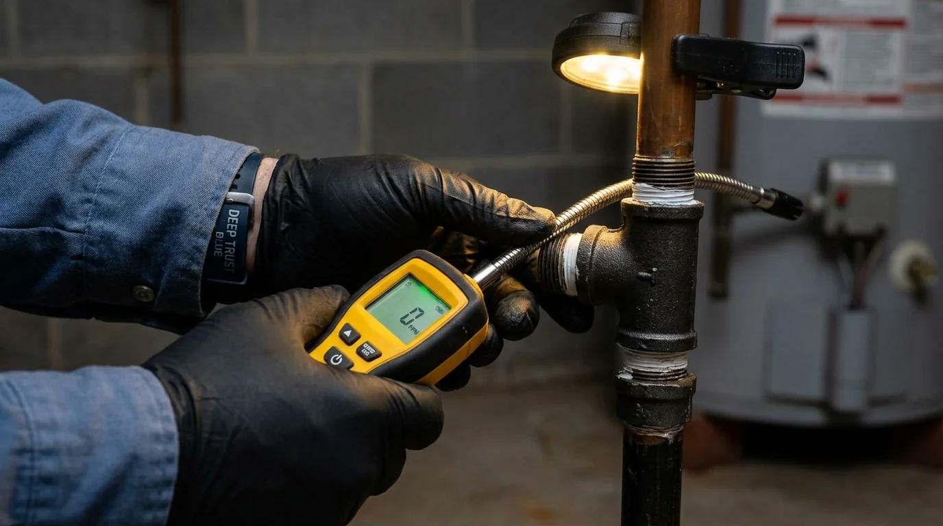 Gas leak detection with electronic sniffer by Johns Plumbing LLC in Red Bank
